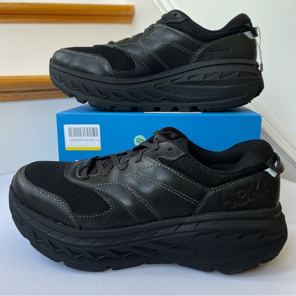 NWT Hoka Bondi L Leather U Unisex , Hoka One One All Black Cushioned Shoes  BRVN - Picture 16 of 16